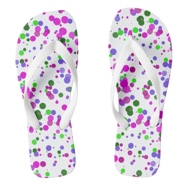 Pink Polka Dot Confetti Flip Flops (Footbed)