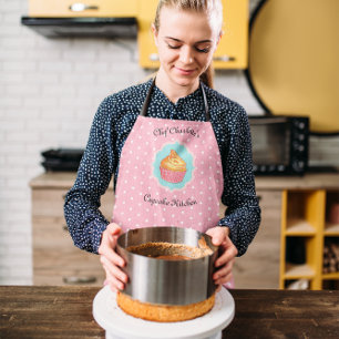 Pink Polka Dot Cupcake Kitchen Personalised Apron