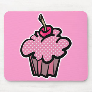pink polka dot cupcake mouse mat
