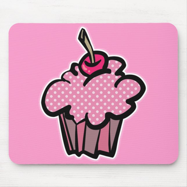 pink polka dot cupcake mouse mat (Front)