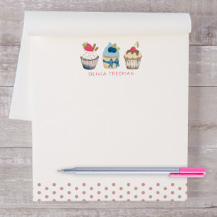 Pink Polka Dot Cupcakes Personalised  Notepad