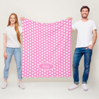 Pink polka dot custom name plate blanket