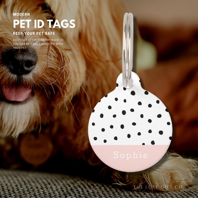 Pink Polka Dot Dog Pet Tag Small (Creator Uploaded)