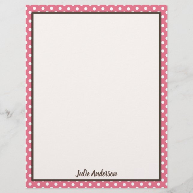 Pink Polka Dot - Double Sided Letterhead (Front)