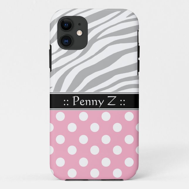 Pink Polka Dot Faded Zebra Print iPhone 5 Case (Back)
