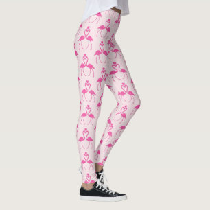 Pink Polka Dot Flamingo Valentine's Day Leggings
