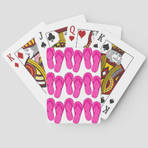 Pink Polka Dot Flip Flops Playing Cards