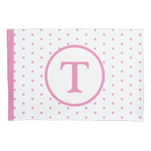 Pink Polka-Dot Girl's Monogram Pillowcase