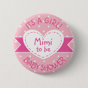 Pink Polka Dot Grandma Mimi To Be Its a Girl Pin