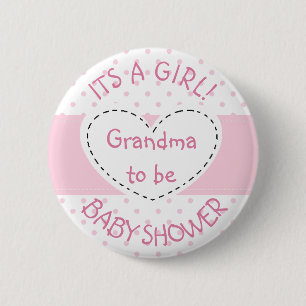 Pink Polka Dot GrandmaTo Be Its a Girl Pin