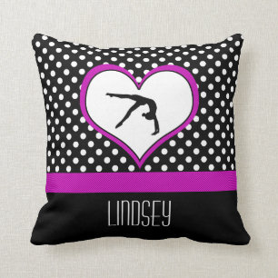 Pink Polka-Dot Gymnastics with heart Cushion