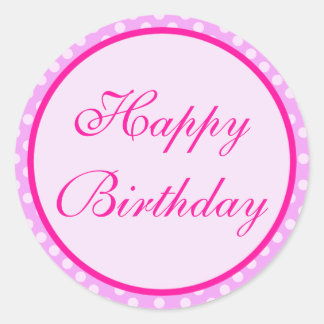 Pink Polka Dot Happy Birthday Sticker