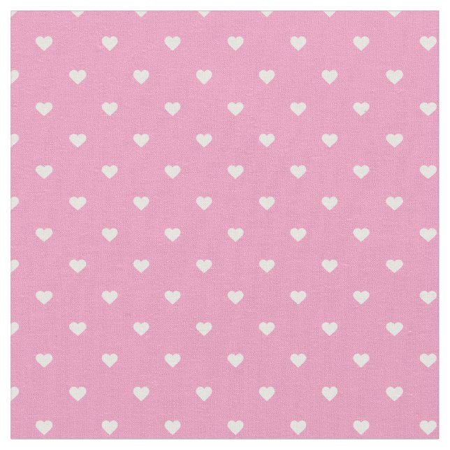 Pink Polka Dot Hearts Fabric (Close Up)
