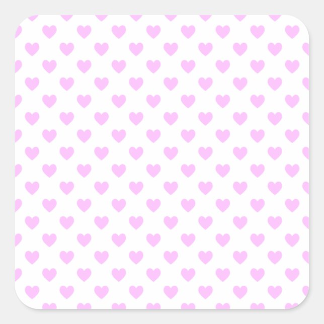 Pink Polka Dot Hearts Square Sticker (Front)