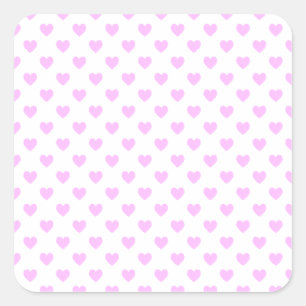 Pink Polka Dot Hearts Square Sticker