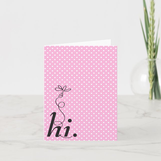 Pink Polka Dot Hello Card (Front)