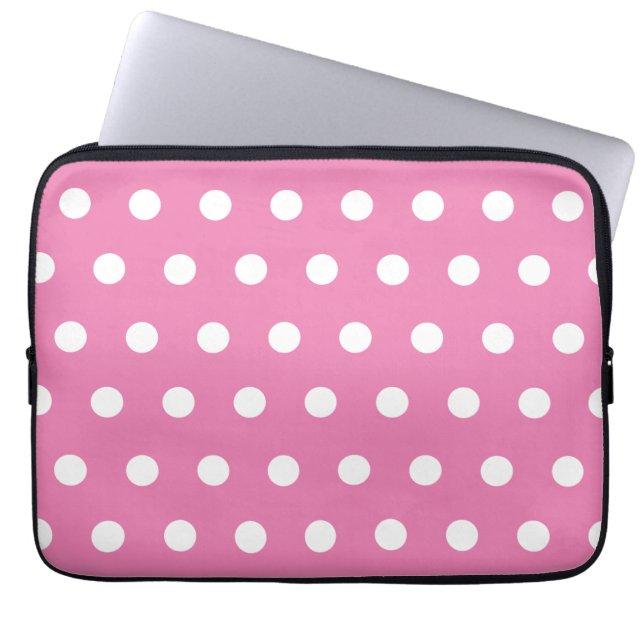 Pink Polka Dot Laptop Sleeve (Front)