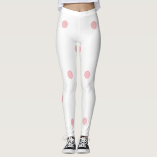 Pink Polka Dot Leggings Pink and White