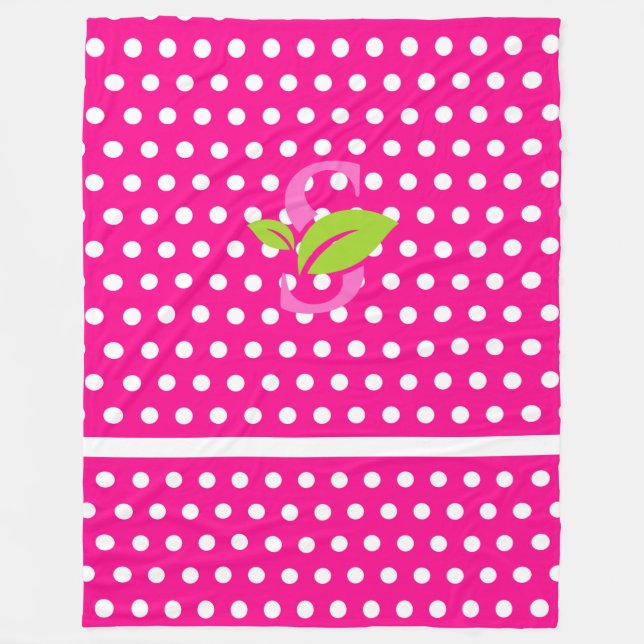 Pink Polka Dot Logo Fleece Blanket (Front)