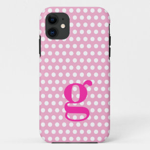 Pink Polka Dot Monogram iPhone Case