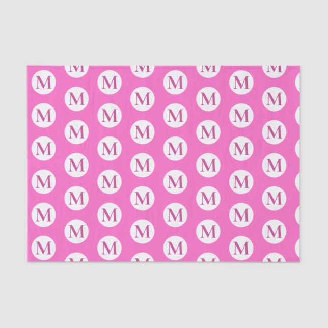 Pink Polka Dot Monogram Tissue Paper (Front)