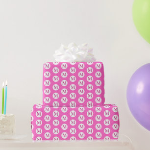Pink Polka Dot Monogram Wrapping Paper