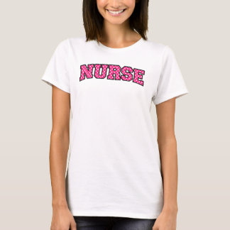 Pink Polka Dot Nurse Typography T-Shirt
