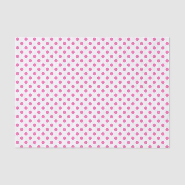 Pink Polka Dot on White Tissue Paper (Front)