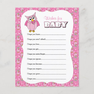 Pink Polka Dot Owl Baby Shower - Wishes