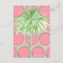 Pink Polka Dot Palm Tree Flat Card/ Invitation