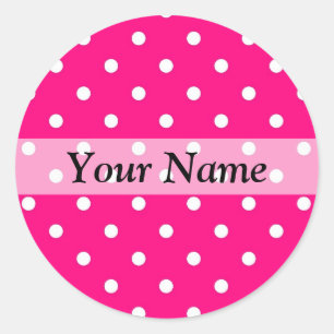 Pink polka dot pattern classic round sticker
