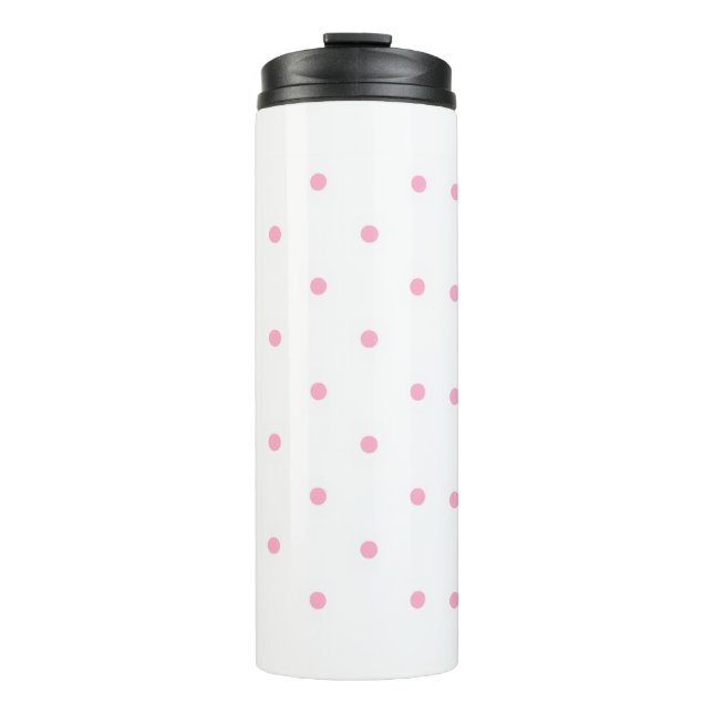 Pink Polka Dot Pattern – Minimal Cute Aesthetic Thermal Tumbler (Front)