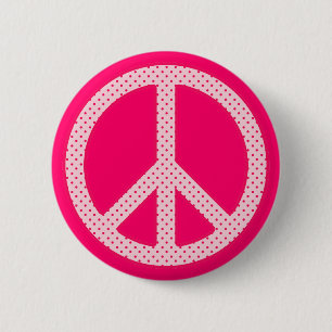 Pink Polka Dot Peace 6 Cm Round Badge