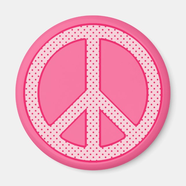 Pink Polka Dot Peace Magnet (Front)