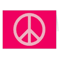 Pink Polka Dot Peace Symbol Greeting Card