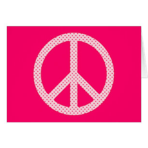 Pink Polka Dot Peace Symbol Greeting Card
