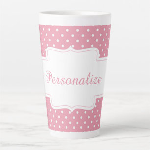 Pink Polka Dot Personalise Latte Mug