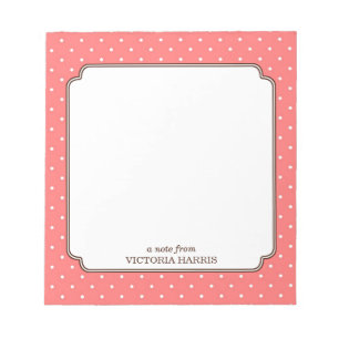 Pink polka dot personalised girly cute notepad