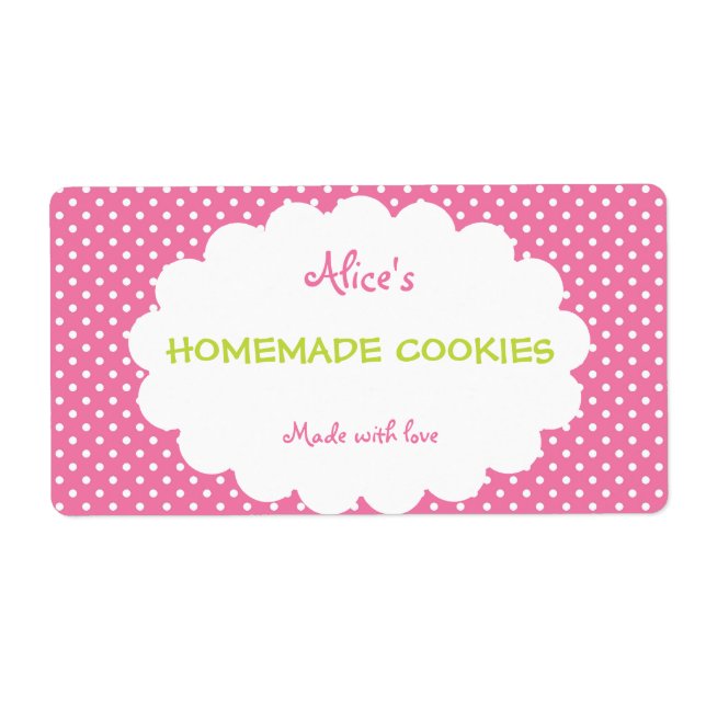 Pink Polka Dot Personalised Homemade Cookies (Front)