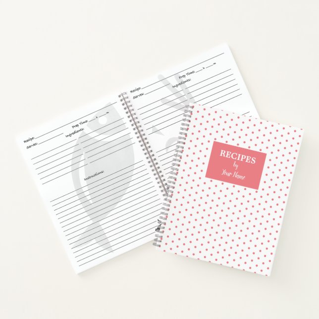 Pink Polka Dot Personalised Recipe Book (Inside)