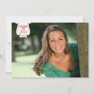 Pink polka dot photo graduation party announcement