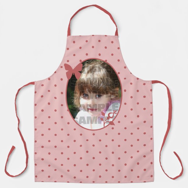 Pink Polka Dot Photo Template Apron (Front)