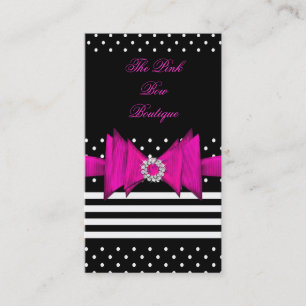 Pink Polka Dot Pink Black Stripe Pink Diamond Bow Business Card