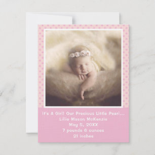 Pink Polka Dot Precious Pearl Baby Girl  Announcement