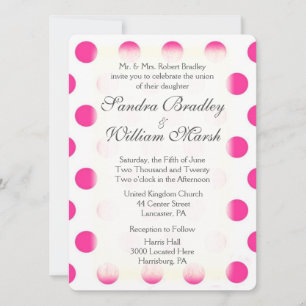 Pink Polka Dot Print Wedding Invitation