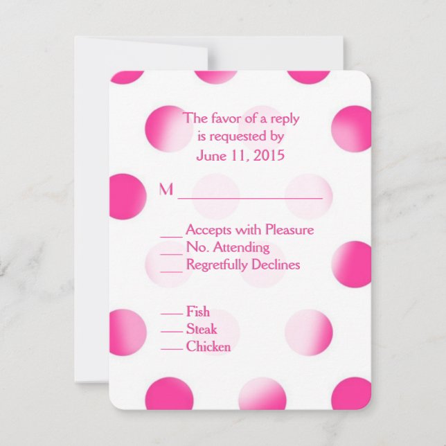 Pink Polka Dot RSVP with Entree Choice (Front)