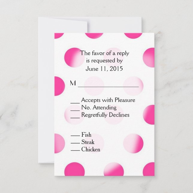 Pink Polka Dot RSVP with Entree Choices Card (Front)