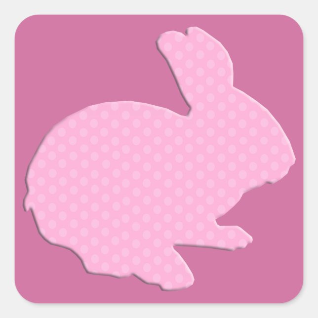 Pink Polka Dot Silhouette Easter Bunny Stickers (Front)