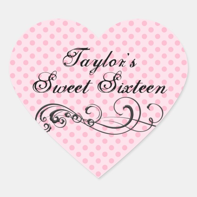Pink Polka Dot Sweet Sixteen Envelope Sticker (Front)