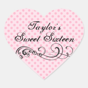 Pink Polka Dot Sweet Sixteen Envelope Sticker